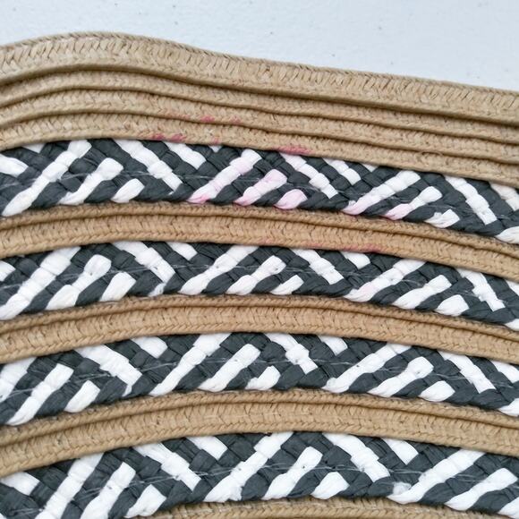 Steve Madden White Black Paper Straw Khaki Sun Hat Wide Brim One Size - Picture 8 of 10